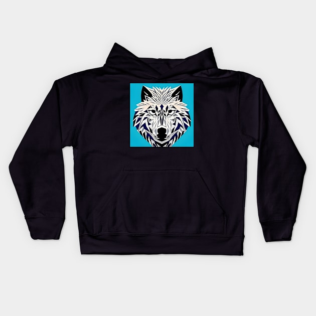 Pop Art Geometric Wolf Face Kids Hoodie by Chance Two Designs